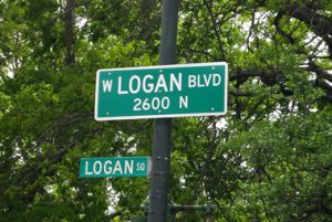 Logan Square Fire Damage Restoration & Smoke odor Removal - ServiceMaster Restoration By Simons - Chicago IL - photo of the Logan Blvd street sign